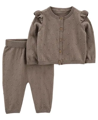 Carter's Baby Girls Button Front Cardigan and Pant, 2 Piece Set