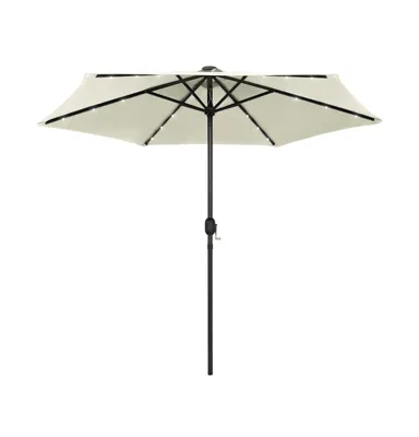 vidaXL Parasol with Led Lights and Aluminum Pole 106.3" Sand White