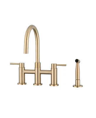 Simplie Fun Double Handle Bridge Kitchen Faucet With Side Spray