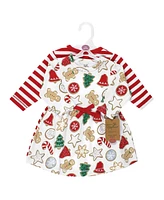 Touched by Nature Little Girls Organic Cotton Long-Sleeve Dresses, Christmas Cookies