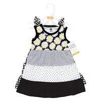 Hudson Baby Big Girls Cotton Dresses,2pck Black Daisy