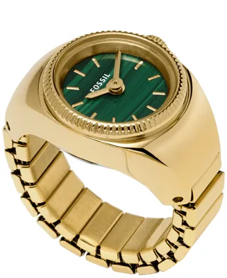 Fossil Women's Two-Hand Gold-Tone Stainless Steel Ring Watch, 15mm - Gold