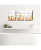 Big Dot of Happiness Fall Foliage Kids Bathroom Wall Art 7.5 x 10 inches Set of 3 Wash, Brush, Flush - Assorted Pre