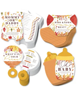 Fall Foliage Baby - 4 Autumn Leaves Baby Shower Games - Gamerific Bundle - Assorted Pre