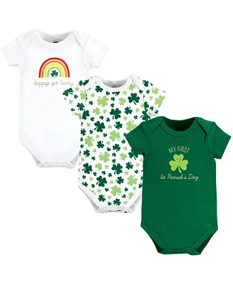 Hudson Baby Girls Cotton Bodysuits, St Patricks Rainbow, 0-3 Months