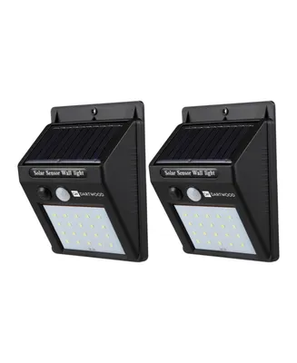 Dartwood Outdoor Solar Lights with Motion Sensor - 20 Led 150 Lumens Bright Weatherproof Wall Spotlight for Gardens Porches Walkways Patios (2 Pack)