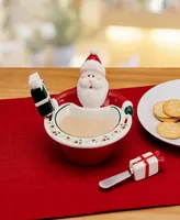 Winterberry Santa Dip Bowl & Spreaders