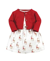 Hudson Baby Baby Girls Hudson Cotton Dress and Cardigan Set