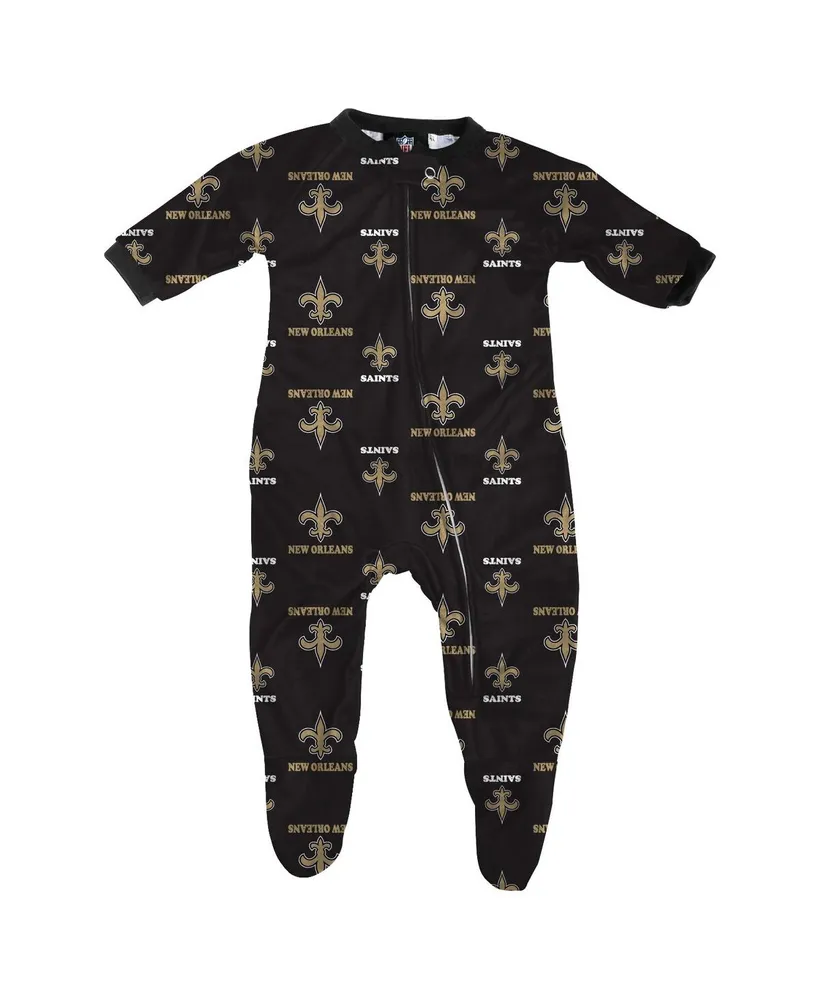 New Orleans Saints Infant Boys and Girls Piped Raglan Full Zip Coverall - Black