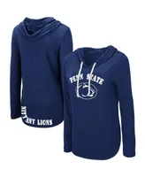 Women's Colosseum Navy Penn State Nittany Lions My Lover Lightweight Hooded Long Sleeve T-shirt