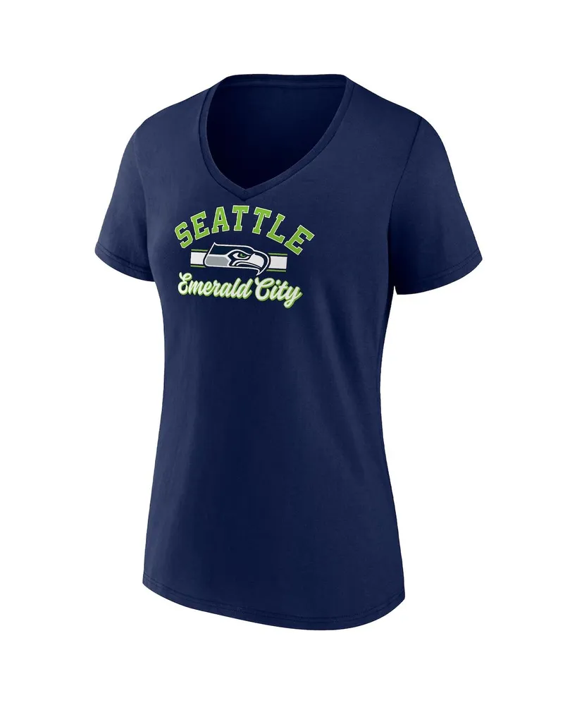Women's Fanatics College Navy Seattle Seahawks Slogan V-Neck T-shirt