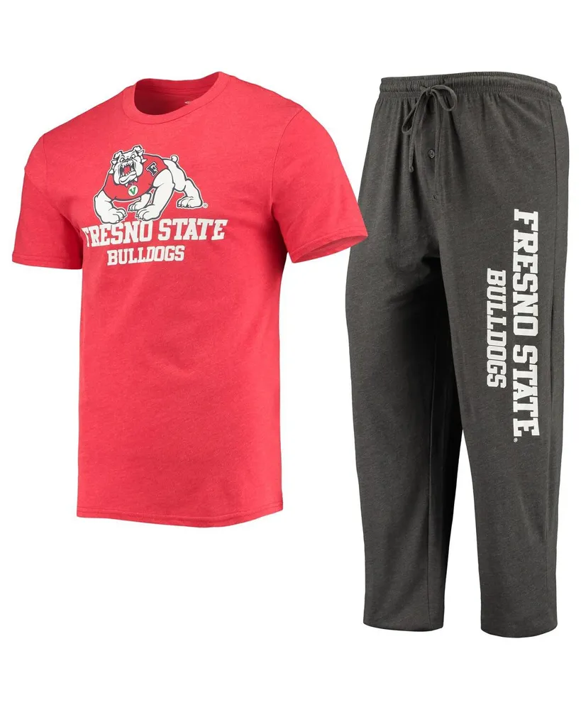 Men's Concepts Sport Heathered Charcoal, Red Fresno State Bulldogs Meter T-shirt and Pants Sleep Set