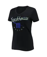 Women's G-iii 4Her by Carl Banks Black Trackhouse Racing Bump and Run V-Neck T-shirt