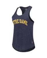 Women's League Collegiate Wear Heather Navy Notre Dame Fighting Irish Two-Hit Intramural Tri-Blend Scoop Neck Racerback Tank Top