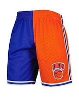 Men's Mitchell & Ness Blue, Orange New York Knicks Hardwood Classics 1991 Split Swingman Shorts
