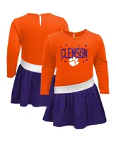Little Girls Orange Clemson Tigers Heart to Heart French Terry Dress