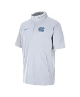 Men's Nike White North Carolina Tar Heels Coaches Half-Zip Short Sleeve Jacket