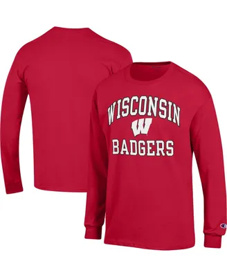 Men's Champion Red Wisconsin Badgers High Motor Long Sleeve T-shirt