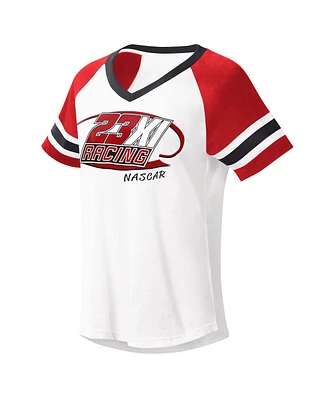 Women's G-iii 4Her by Carl Banks White, Red 23XI Racing Circus Catch V-Neck T-shirt