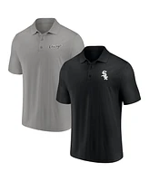 Men's Fanatics Black, Gray Chicago White Sox Dueling Logos Polo Shirt Combo Set