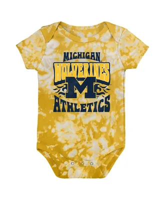 Newborn and Infant Boys Girls Maize Michigan Wolverines Lil Rocker Tie-Dye Bodysuit