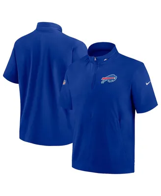 Men's Nike Royal Buffalo Bills Sideline Coach Short Sleeve Hoodie Quarter-Zip Jacket