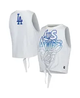 Women's The Wild Collective Gray Los Angeles Dodgers Twisted Tie Front Tank Top