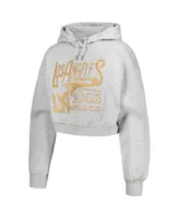 Women's The Wild Collective Heather Gray Lafc Cropped Pullover Hoodie