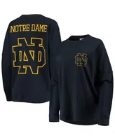 Women's Pressbox Navy Notre Dame Fighting Irish The Big Shirt Oversized Long Sleeve T-shirt