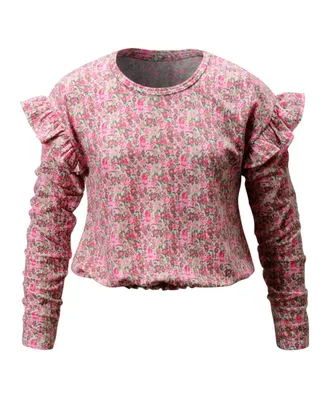 Colette Lilly Big Girls Ruffled Textured Long Sleeve Top