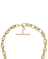 Fossil Heritage D-Link Gold-Tone Stainless Steel Anchor Chain Necklace