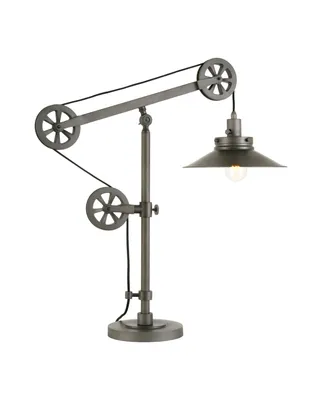 Hudson & Canal Descartes 29" Metal Shade Tall Wide Brim and Pulley System Table Lamp