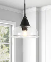 Hudson & Canal Magnolia 10.75" Glass Shade Wide Pendant