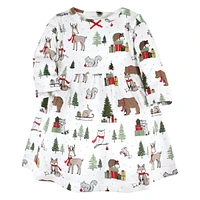 Hudson Baby Girls Cotton Dresses, Christmas Forest