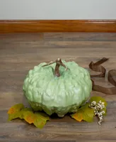 10.5" Textured Light Green Pumpkin Autumn Table Decoration