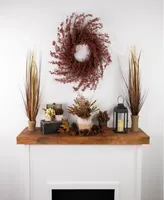 24" Autumn Harvest Burgundy Berry Artificial Wreath - Unlit