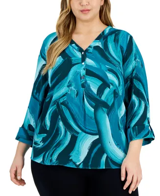Jm Collection Plus Size Eva Expression Utility Top, Created for Macy's