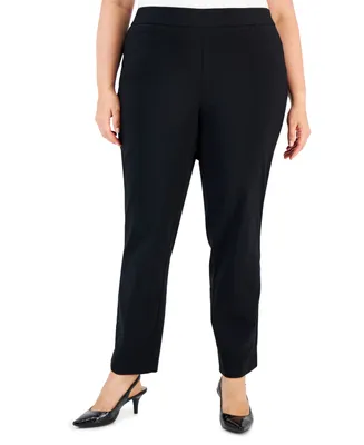 Jm Collection Plus High Rise Pull-On Straight Leg Pants, Created for Macy's