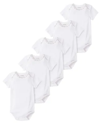 Calvin Klein Baby Boys or Girls Organic Cotton Short Sleeve Bodysuits, Pack of 5