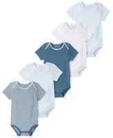 Calvin Klein Baby Boys or Girls Organic Cotton Short Sleeve Bodysuits, Pack of 5