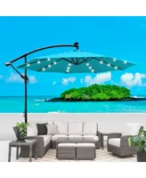 10 Ft Outdoor Patio Umbrella Solar Powered Led Lighted Sun Shade Market Waterproof 8 Ribs