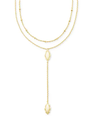 Kendra Scott 14k Gold-Plated Marquise Pendant Layered Lariat Necklace, 16-1/2" + 3" extender