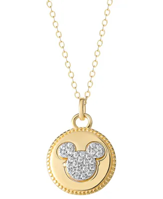 Disney Cubic Zirconia Mickey Mouse Disc 18" Pendant Necklace in 18k Gold-Plated Sterling Silver