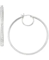 Crystal Pave Click Top Medium Hoop Earrings, 2"