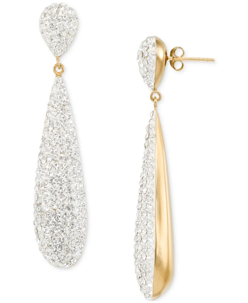 Crystal Pave Elongated Drop Earrings