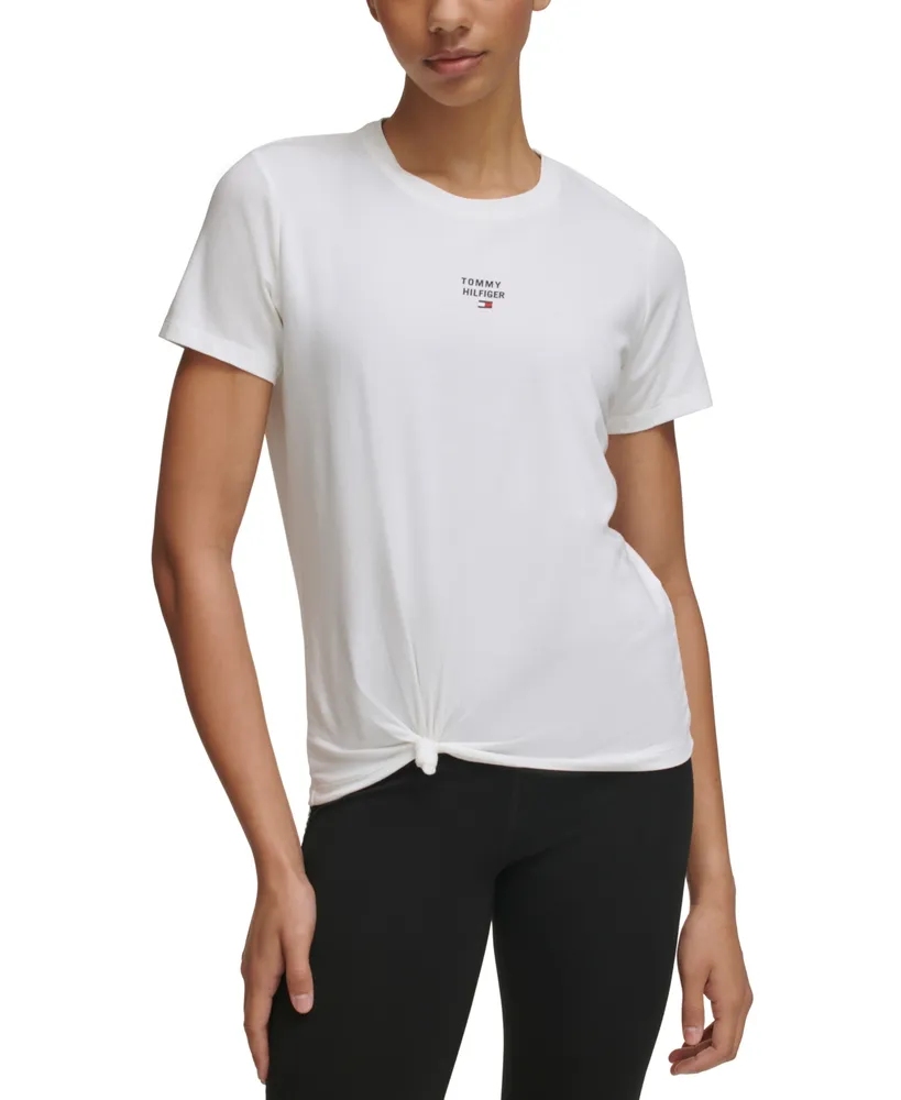 Tommy Hilfiger Women's Logo-Graphic Knot-Front T-Shirt