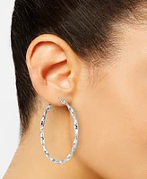 Two-Tone Twisted Hoop Earrings (45mm) 14k Yellow and White Gold- Plated Sterling Silver (Also Silver)