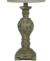 25" Antique-Like Cast Candlestick Table Lamp with Designer Shade