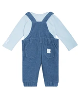 Guess Baby Boys Bodysuit and Knit Denim Bear Overall, 2 Piece Set