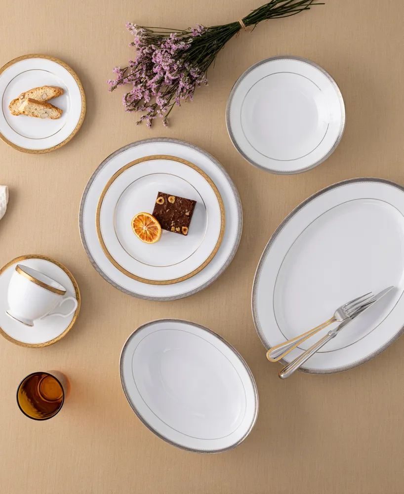 Noritake Charlotta Gold Set of 4 Dinner Plates, Service For 4 - White and Gold